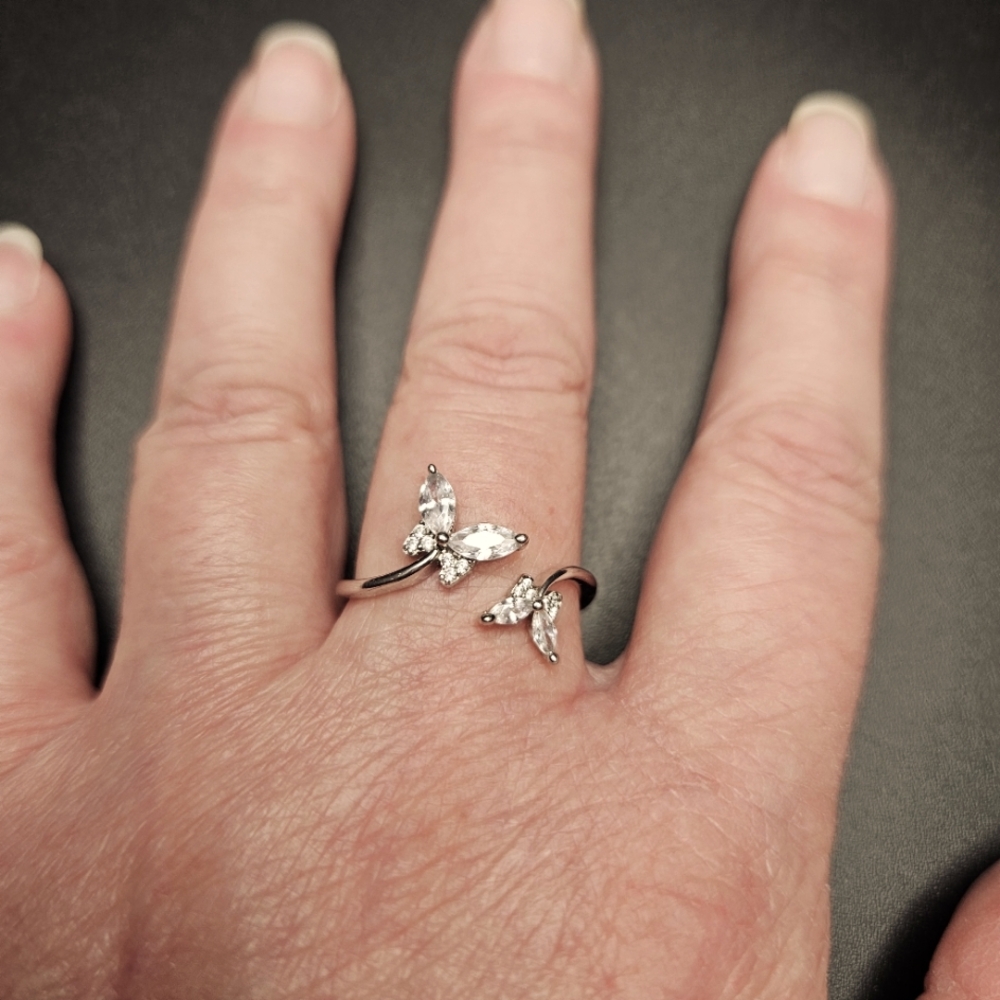 Giani Bernini Sterling Silver CZ Butterfly Bypass Ring Size 8 - Picture 5 of 6